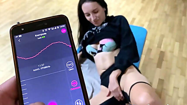 Fitness Model Masturbates with Lush in Public