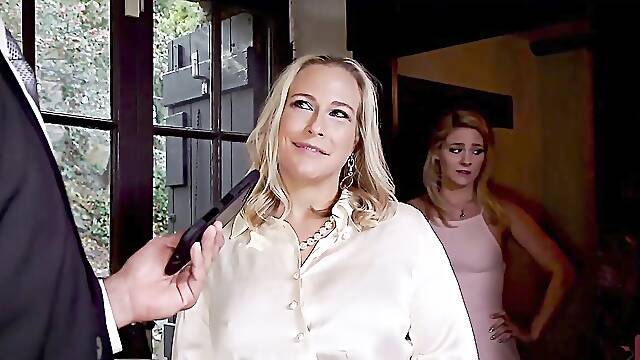 Reporter anal fucks MILF and her teen