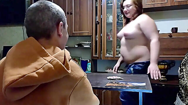 Young woman loses card game, gets covered in hot cum