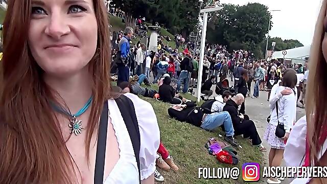 Aische Pervers - Pornocasting Auf Dem Oktoberfest Mit Franzi - Public Blasen Mit Spermawalk