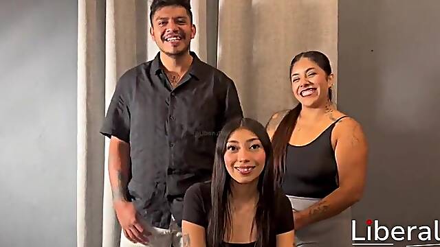 Slender angel experiencing her 1st trio ends up swapping with a chap with a giant jock