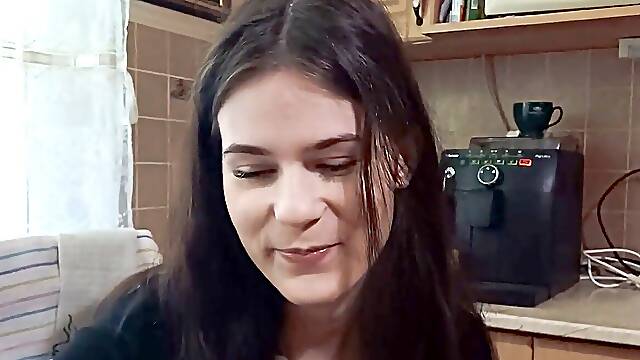A acquaintance came to guzzle coffee BUT SHE received a portion OF CUM in her mouth!!!